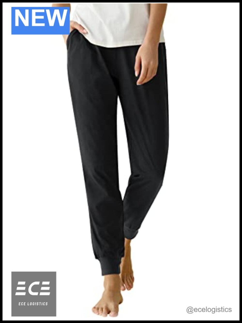 100% Cotton Knit Jogger Pajama Lounge Pants Cuffed Drawstring